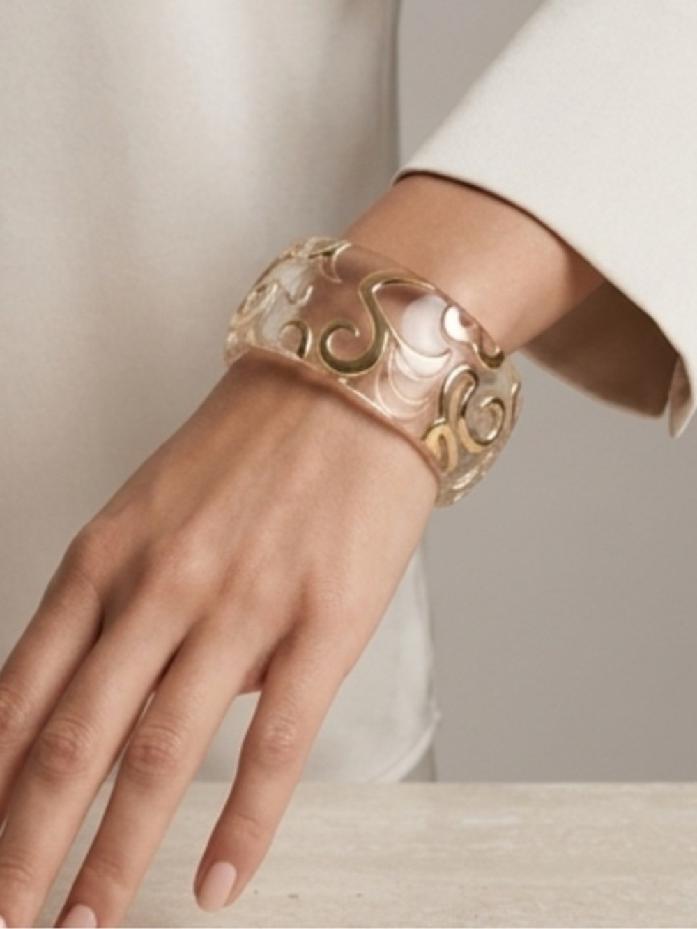 Adina | Clear Acrylic Scroll Design Bangle Bracelet New